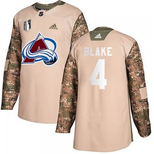 Adidas Rob Blake Colorado Avalanche Men's Authentic Veterans Day Practice 2022 Stanley Cup Final Patch Jersey - Camo