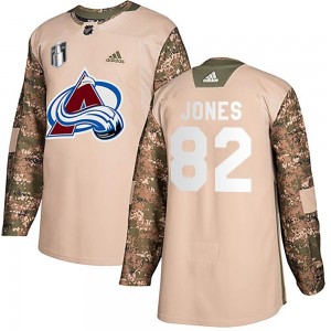 Adidas Caleb Jones Colorado Avalanche Men's Authentic Veterans Day Practice 2022 Stanley Cup Final Patch Jersey - Camo