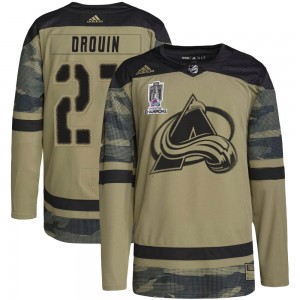 Adidas Jonathan Drouin Colorado Avalanche Youth Authentic Military Appreciation Practice 2022 Stanley Cup Champions Jersey - Cam