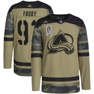 Adidas Jean-Luc Foudy Colorado Avalanche Youth Authentic Military Appreciation Practice 2022 Stanley Cup Champions Jersey - Camo