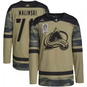 Adidas Sam Malinski Colorado Avalanche Youth Authentic Military Appreciation Practice 2022 Stanley Cup Champions Jersey - Camo