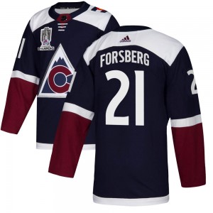 Adidas Peter Forsberg Colorado Avalanche Youth Authentic Alternate 2022 Stanley Cup Champions Jersey - Navy