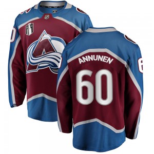 Fanatics Branded Youth Justus Annunen Colorado Avalanche Youth Breakaway Maroon Home 2022 Stanley Cup Final Patch Jersey