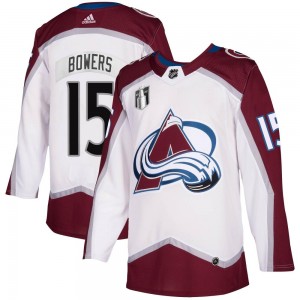 Adidas Shane Bowers Colorado Avalanche Youth Authentic 2020/21 Away 2022 Stanley Cup Final Patch Jersey - White