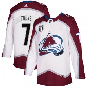 Adidas Devon Toews Colorado Avalanche Youth Authentic 2020/21 Away 2022 Stanley Cup Final Patch Jersey - White