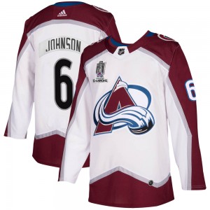 Adidas Erik Johnson Colorado Avalanche Men's Authentic 2020/21 Away 2022 Stanley Cup Champions Jersey - White