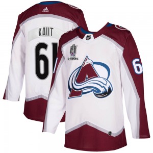 Adidas Martin Kaut Colorado Avalanche Men's Authentic 2020/21 Away 2022 Stanley Cup Champions Jersey - White