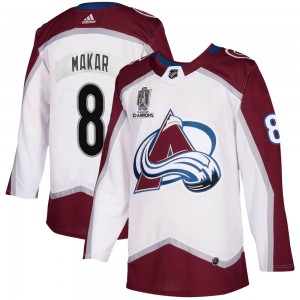 Adidas Cale Makar Colorado Avalanche Men's Authentic 2020/21 Away 2022 Stanley Cup Champions Jersey - White