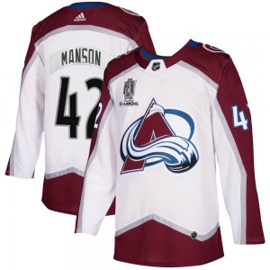 Adidas Josh Manson Colorado Avalanche Men's Authentic 2020/21 Away 2022 Stanley Cup Champions Jersey - White
