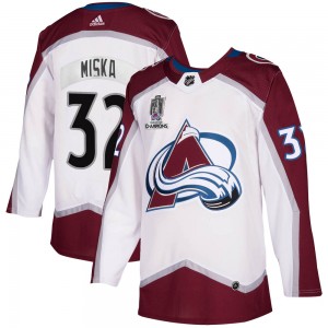Adidas Hunter Miska Colorado Avalanche Men's Authentic 2020/21 Away 2022 Stanley Cup Champions Jersey - White