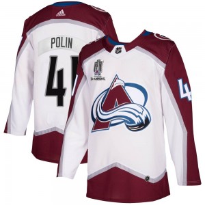 Adidas Jason Polin Colorado Avalanche Men's Authentic 2020/21 Away 2022 Stanley Cup Champions Jersey - White