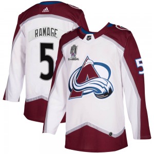 Adidas Rob Ramage Colorado Avalanche Men's Authentic 2020/21 Away 2022 Stanley Cup Champions Jersey - White