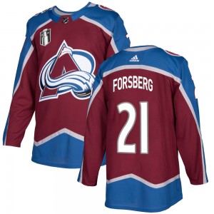 Adidas Men's Peter Forsberg Colorado Avalanche Men's Authentic Burgundy Home 2022 Stanley Cup Final Patch Jersey
