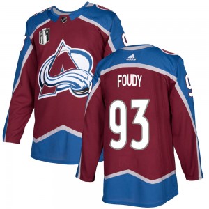 Adidas Men's Jean-Luc Foudy Colorado Avalanche Men's Authentic Burgundy Home 2022 Stanley Cup Final Patch Jersey