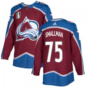 Adidas Men's Spencer Smallman Colorado Avalanche Men's Authentic Burgundy Home 2022 Stanley Cup Final Patch Jersey