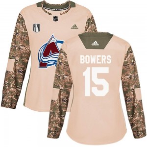 Adidas Shane Bowers Colorado Avalanche Women's Authentic Veterans Day Practice 2022 Stanley Cup Final Patch Jersey - Camo