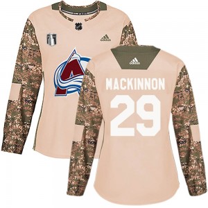 Adidas Nathan MacKinnon Colorado Avalanche Women's Authentic Veterans Day Practice 2022 Stanley Cup Final Patch Jersey - Camo