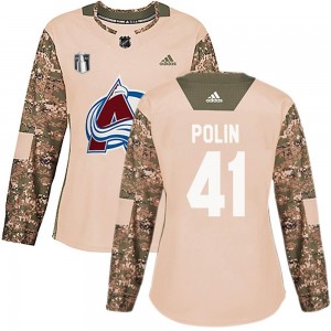 Adidas Jason Polin Colorado Avalanche Women's Authentic Veterans Day Practice 2022 Stanley Cup Final Patch Jersey - Camo