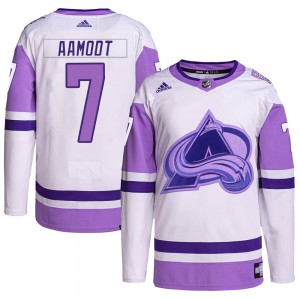 Adidas Wyatt Aamodt Colorado Avalanche Youth Authentic Hockey Fights Cancer Primegreen Jersey - White/Purple