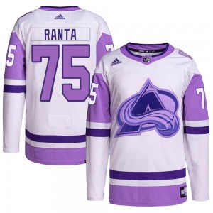 Adidas Sampo Ranta Colorado Avalanche Youth Authentic Hockey Fights Cancer Primegreen Jersey - White/Purple