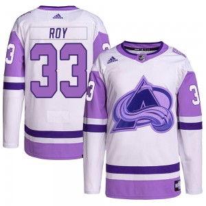 Adidas Patrick Roy Colorado Avalanche Youth Authentic Hockey Fights Cancer Primegreen Jersey - White/Purple