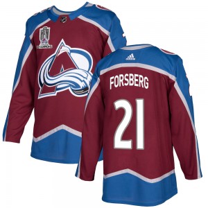 Adidas Men's Peter Forsberg Colorado Avalanche Men's Authentic Burgundy Home 2022 Stanley Cup Champions Jersey