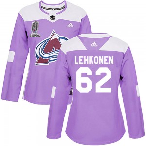 Adidas Artturi Lehkonen Colorado Avalanche Women's Authentic Fights Cancer Practice 2022 Stanley Cup Champions Jersey - Purple