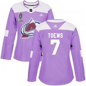 Adidas Devon Toews Colorado Avalanche Women's Authentic Fights Cancer Practice 2022 Stanley Cup Champions Jersey - Purple