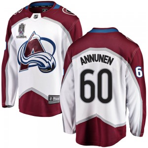 Fanatics Branded Justus Annunen Colorado Avalanche Youth Breakaway Away 2022 Stanley Cup Champions Jersey - White