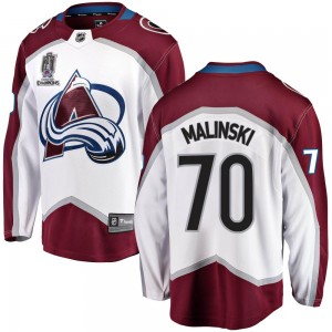 Fanatics Branded Sam Malinski Colorado Avalanche Youth Breakaway Away 2022 Stanley Cup Champions Jersey - White