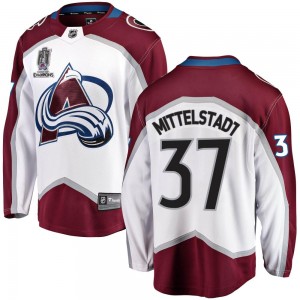 Fanatics Branded Casey Mittelstadt Colorado Avalanche Youth Breakaway Away 2022 Stanley Cup Champions Jersey - White
