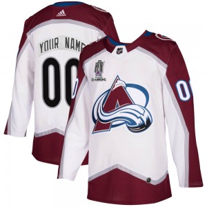 Adidas Custom Colorado Avalanche Youth Authentic Custom 2020/21 Away 2022 Stanley Cup Champions Jersey - White