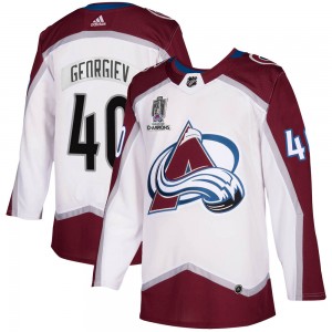 Adidas Alexandar Georgiev Colorado Avalanche Youth Authentic 2020/21 Away 2022 Stanley Cup Champions Jersey - White