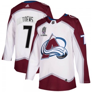 Adidas Devon Toews Colorado Avalanche Youth Authentic 2020/21 Away 2022 Stanley Cup Champions Jersey - White