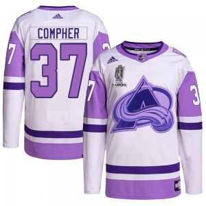 Adidas J.t. Compher Colorado Avalanche Men's Authentic J.T. Compher Hockey Fights Cancer 2022 Stanley Cup Champions Jersey - Whi