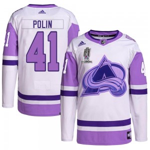 Adidas Jason Polin Colorado Avalanche Men's Authentic Hockey Fights Cancer 2022 Stanley Cup Champions Jersey - White/Purple