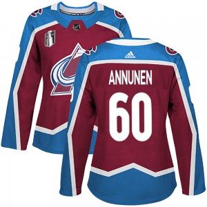 Adidas Women's Justus Annunen Colorado Avalanche Women's Authentic Burgundy Home 2022 Stanley Cup Final Patch Jersey