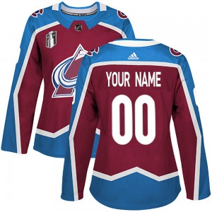 Adidas Women's Custom Colorado Avalanche Women's Authentic Custom Burgundy Home 2022 Stanley Cup Final Patch Jersey