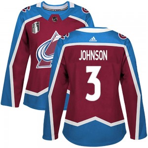 Adidas Women's Jack Johnson Colorado Avalanche Women's Authentic Burgundy Home 2022 Stanley Cup Final Patch Jersey