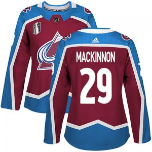 Adidas Women's Nathan MacKinnon Colorado Avalanche Women's Authentic Burgundy Home 2022 Stanley Cup Final Patch Jersey