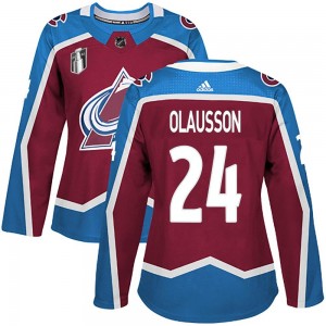 Adidas Women's Oskar Olausson Colorado Avalanche Women's Authentic Burgundy Home 2022 Stanley Cup Final Patch Jersey
