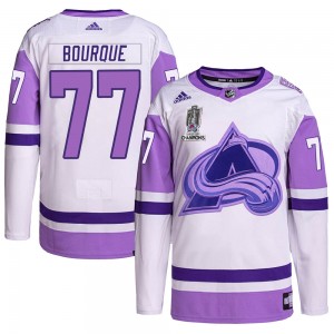 Adidas Raymond Bourque Colorado Avalanche Youth Authentic Hockey Fights Cancer 2022 Stanley Cup Champions Jersey - White/Purple