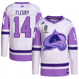 Adidas Theoren Fleury Colorado Avalanche Youth Authentic Hockey Fights Cancer 2022 Stanley Cup Champions Jersey - White/Purple