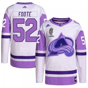 Adidas Adam Foote Colorado Avalanche Youth Authentic Hockey Fights Cancer 2022 Stanley Cup Champions Jersey - White/Purple