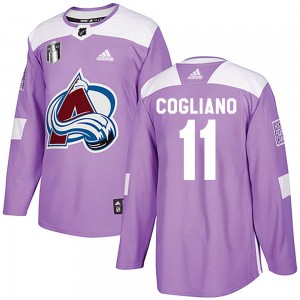 Adidas Andrew Cogliano Colorado Avalanche Men's Authentic Fights Cancer Practice 2022 Stanley Cup Final Patch Jersey - Purple
