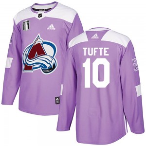 Adidas Riley Tufte Colorado Avalanche Men's Authentic Fights Cancer Practice 2022 Stanley Cup Final Patch Jersey - Purple