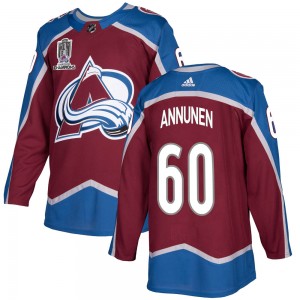 Adidas Youth Justus Annunen Colorado Avalanche Youth Authentic Burgundy Home 2022 Stanley Cup Champions Jersey