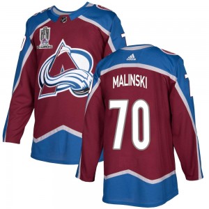 Adidas Youth Sam Malinski Colorado Avalanche Youth Authentic Burgundy Home 2022 Stanley Cup Champions Jersey