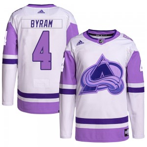 Adidas Bowen Byram Colorado Avalanche Men's Authentic Hockey Fights Cancer Primegreen Jersey - White/Purple