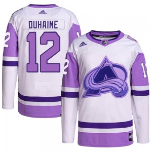 Adidas Brandon Duhaime Colorado Avalanche Men's Authentic Hockey Fights Cancer Primegreen Jersey - White/Purple